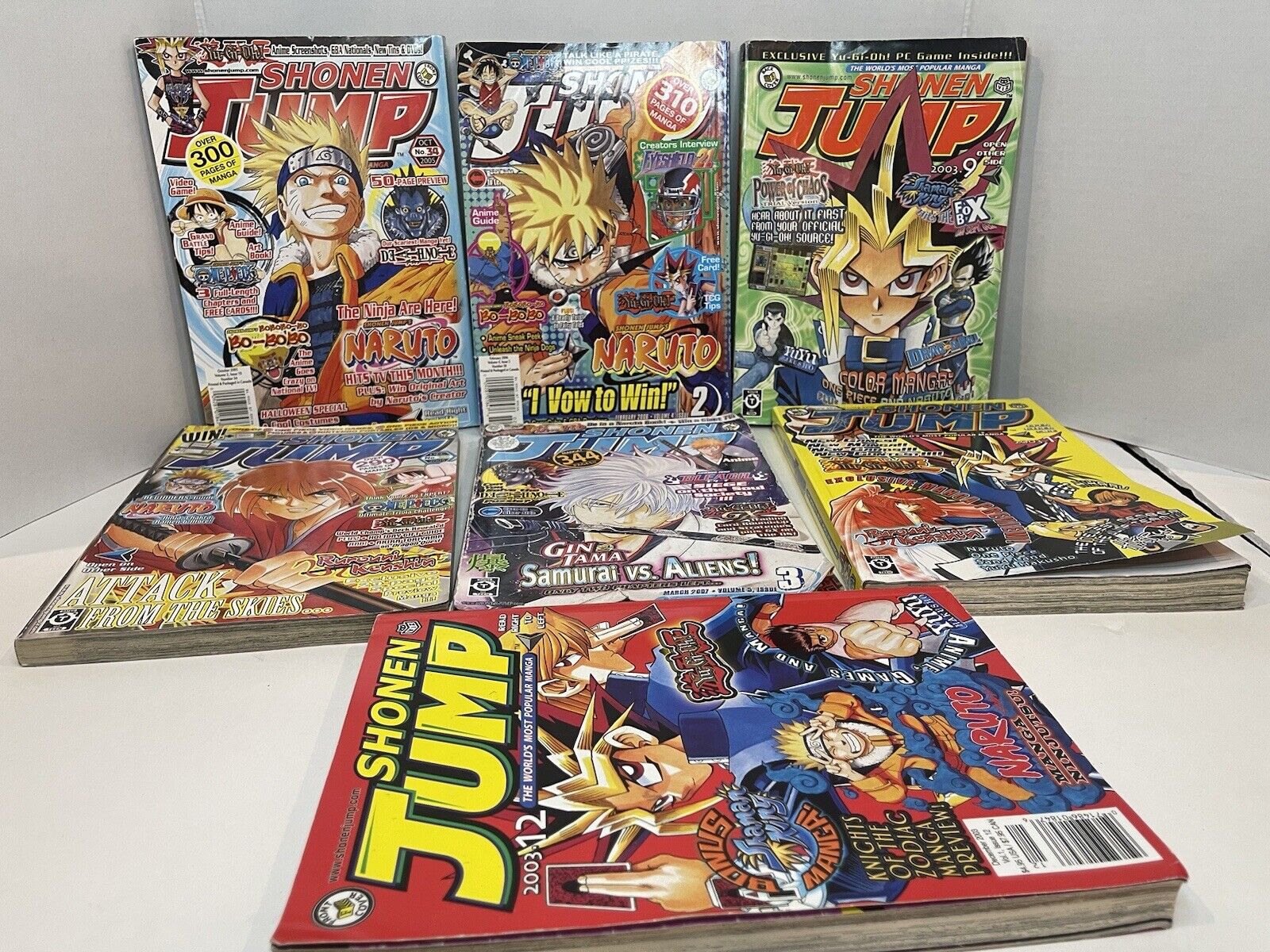 Shonen JUMP Magazines Lot of 7 2003 2005 2006 Manga Yu Gi Oh Naruto Dragonball