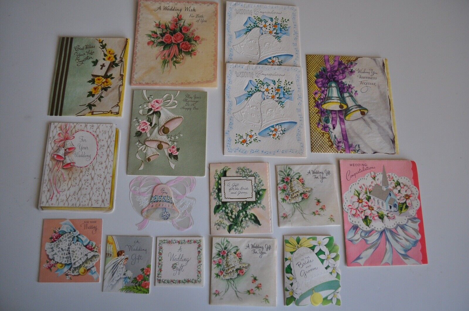 Vintage Cards 1950s Wedding Assortment Used/Written In 15 Cards