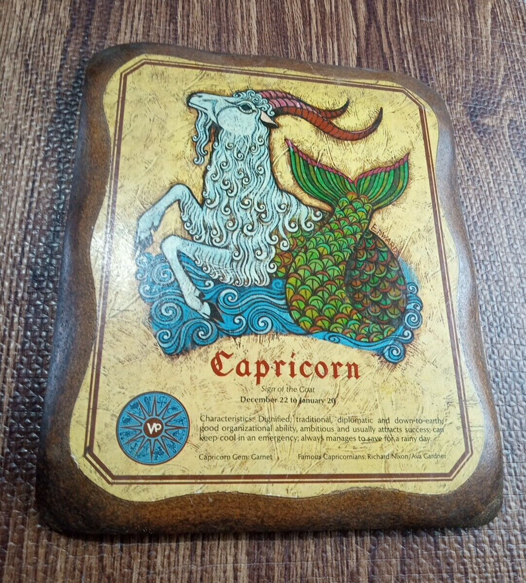 Vintage 1970\'s wall plaque Zodiac Capricorn January