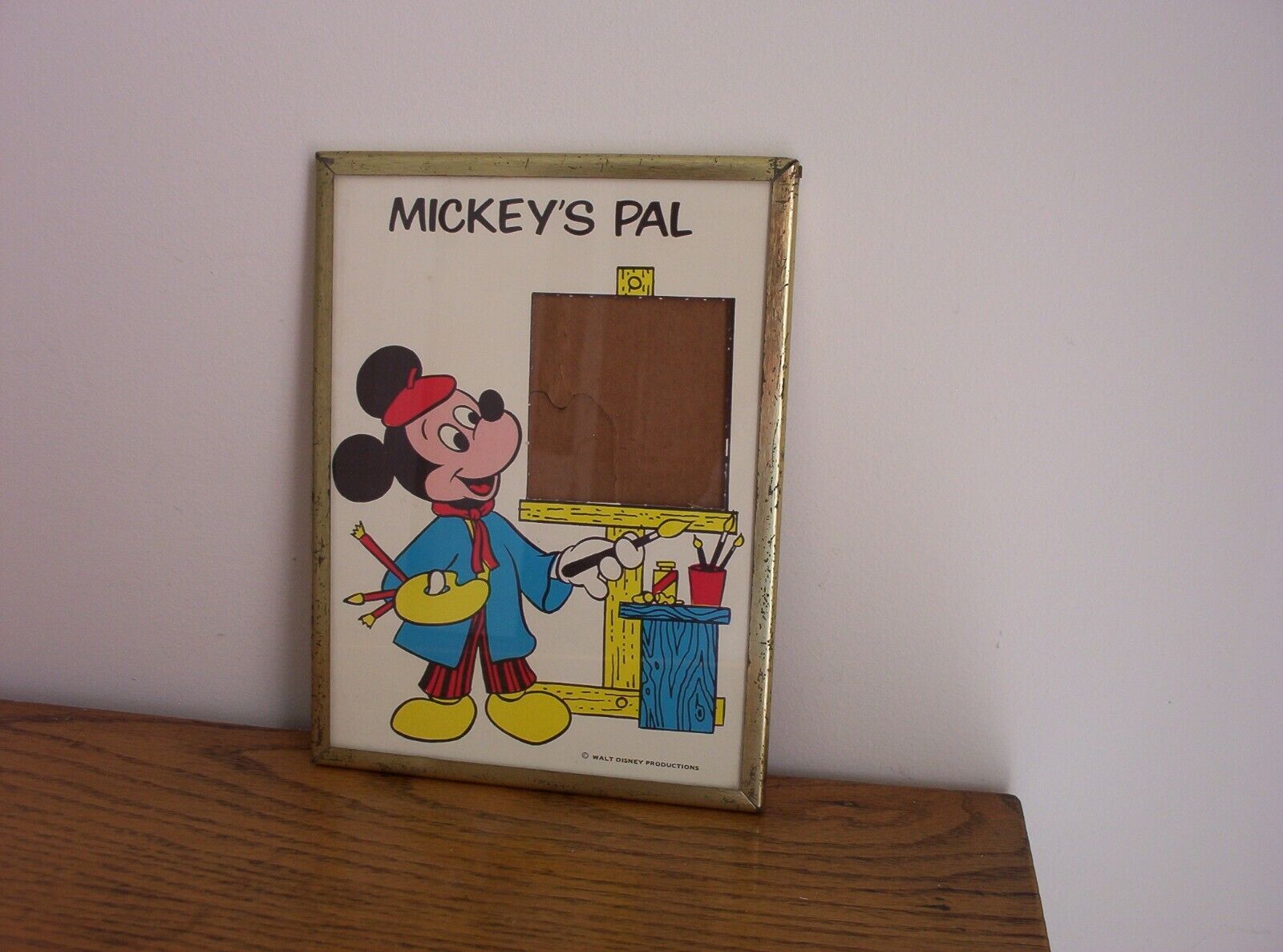 Vintage Disney Mickey's Pal Picture Frame M Mouse Brytone Mechanical Mirror NY