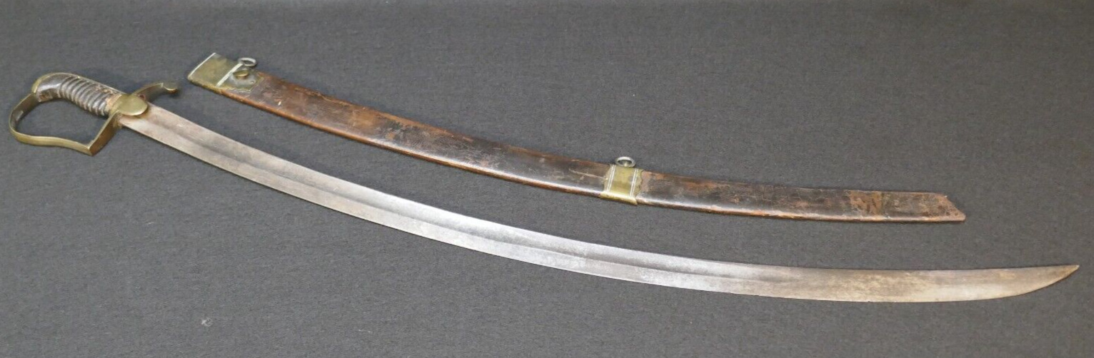 Antique Early 19th C. American European Cavalry Officers Sword Sabre & Scabbard