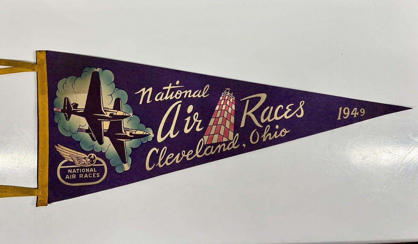 1949 National Air Races Felt Pennant Cleveland, Ohio Airplanes Jets