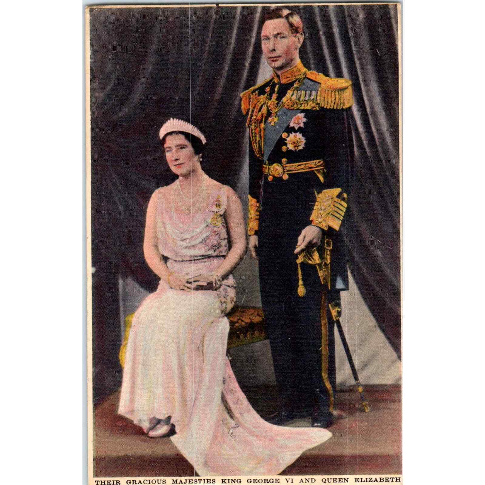King George VI and Queen Elizabeth Original Postcard TK1-P13