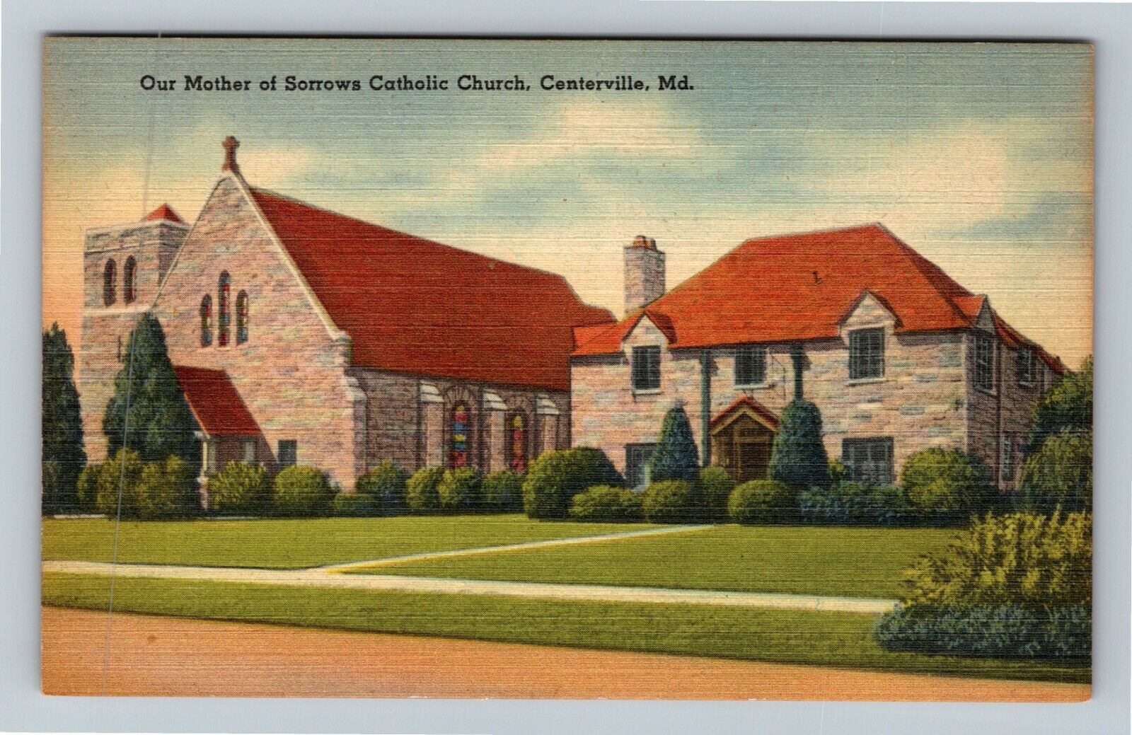 Centerville MD-Maryland Our Mother Sorrows Catholic Church Vintage Postcard