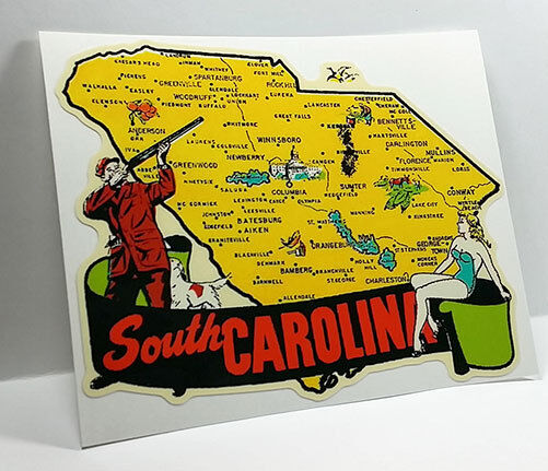 South Carolina Vintage Style Travel Decal, Vinyl Sticker, luggage label