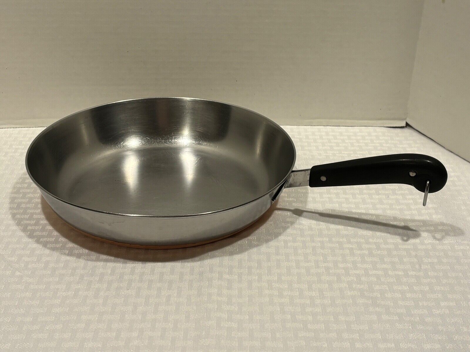 Vintage Revere Ware 1801 Made In USA Copper Clad Bottom 12 Inch Skillet (NO LID)
