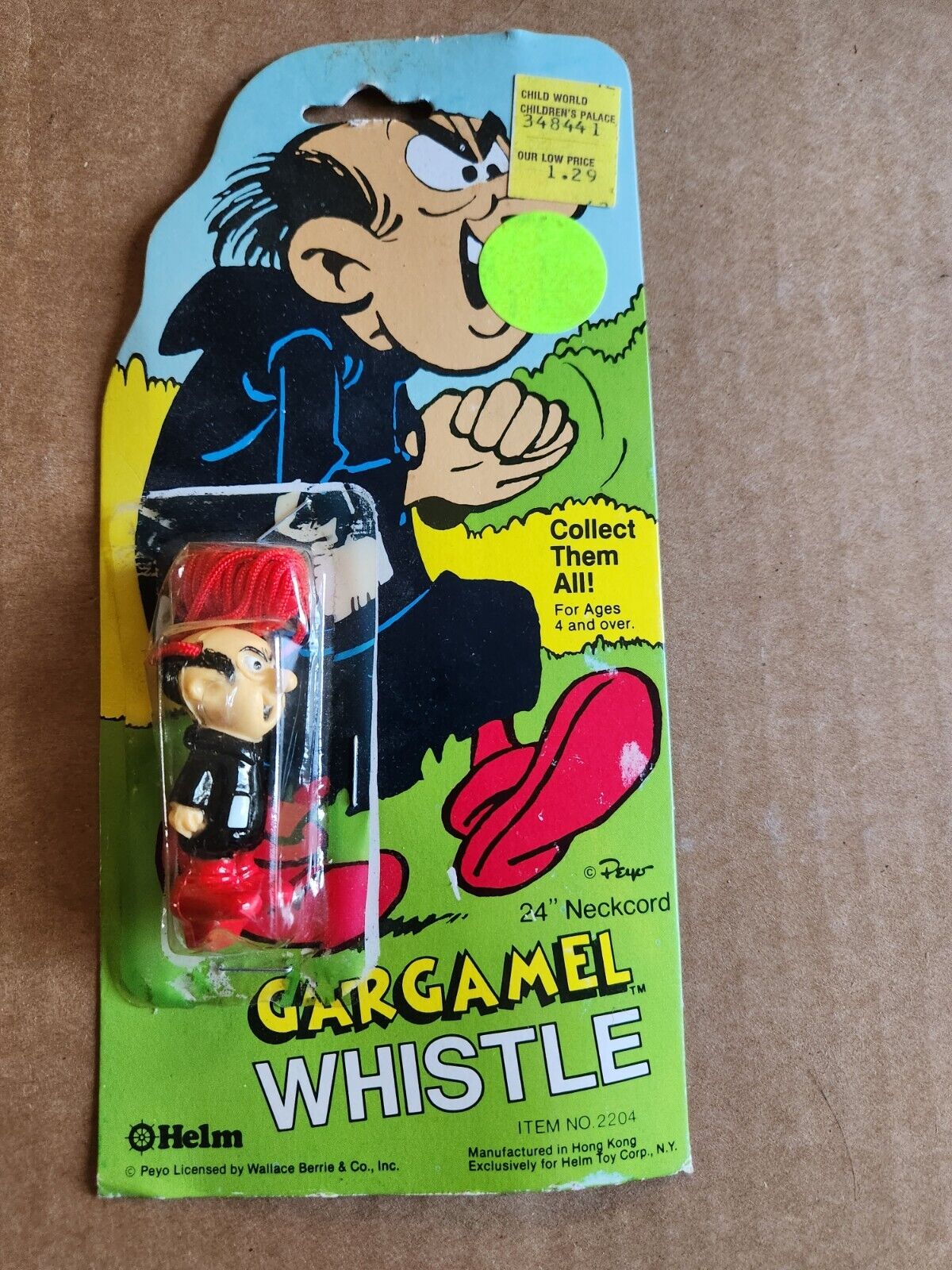 Vintage Helm The Smurfs GARGAMEL Whistle in Package with 24\