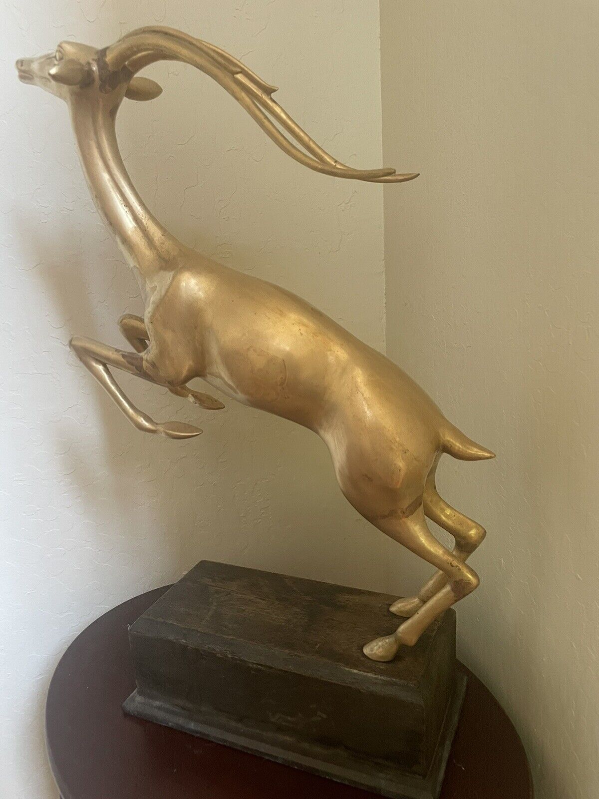 Stunning Antique Sculpture Frederick Cooper Chicago Brass Statue Antelope Deer,