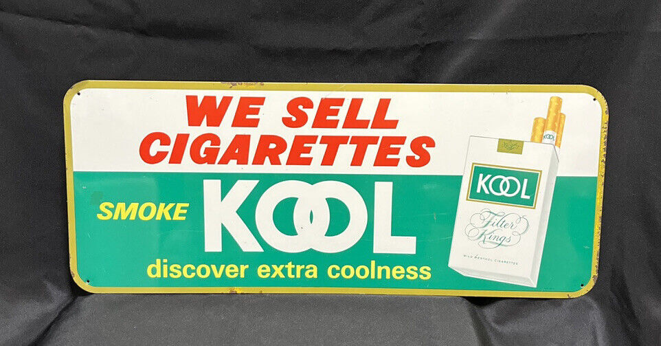 Rare Original Metal Cigarette Sign Kool Filter Kings Extra Coolness KOOL Smoke