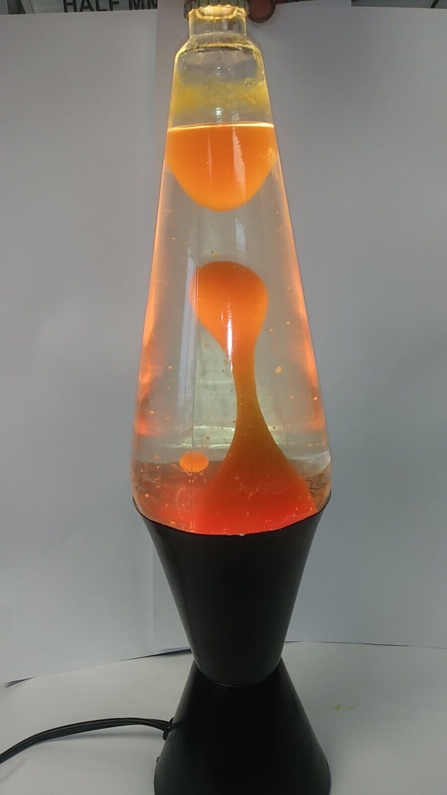 Revised Lava Light Lamp Orange & Yellow with a Black Base Works Perfect