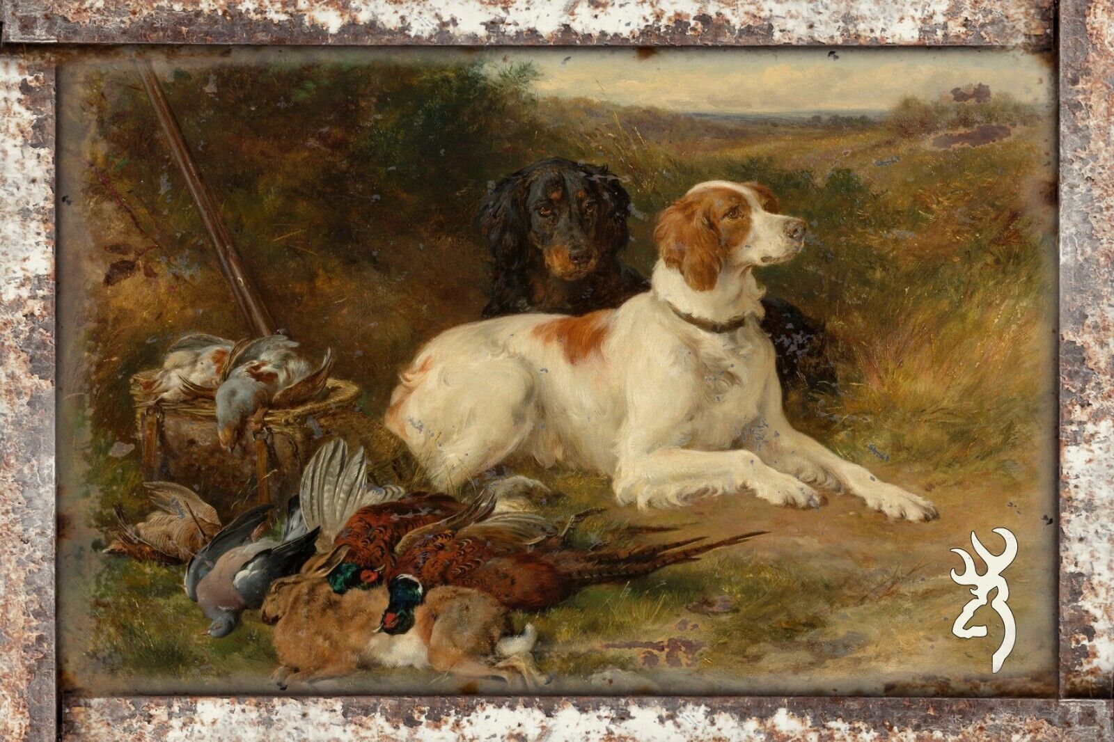 Browning Firearms Hunting Dogs 8x12 Rustic Vintage Style Tin Sign Metal Poster