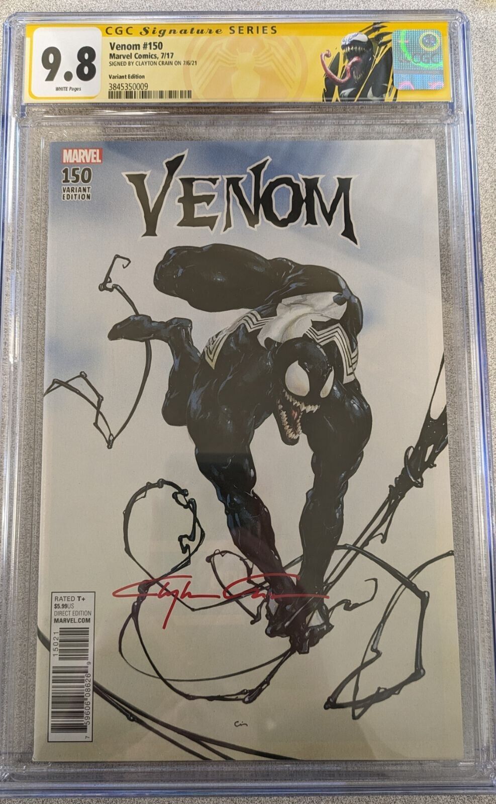 Venom 150 Crain Cover Variant Edition 1:500 CGC SS 9.8 Signed by Clayton Crain