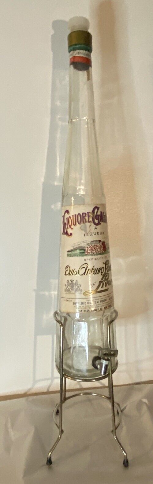 LIQUORE GALLIANO Glass Liquor Bottle 1 Gallon Spigot Spout Vintage Large Glass
