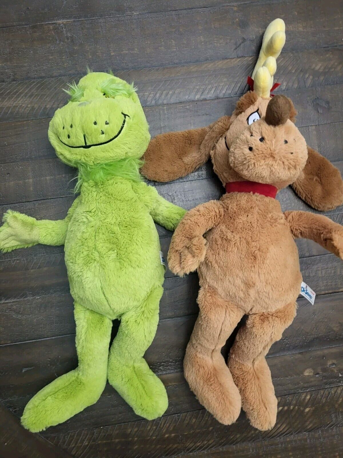 Dr Suess The Grinch & Max with Antler Christmas Plush, Stuffed Plushes