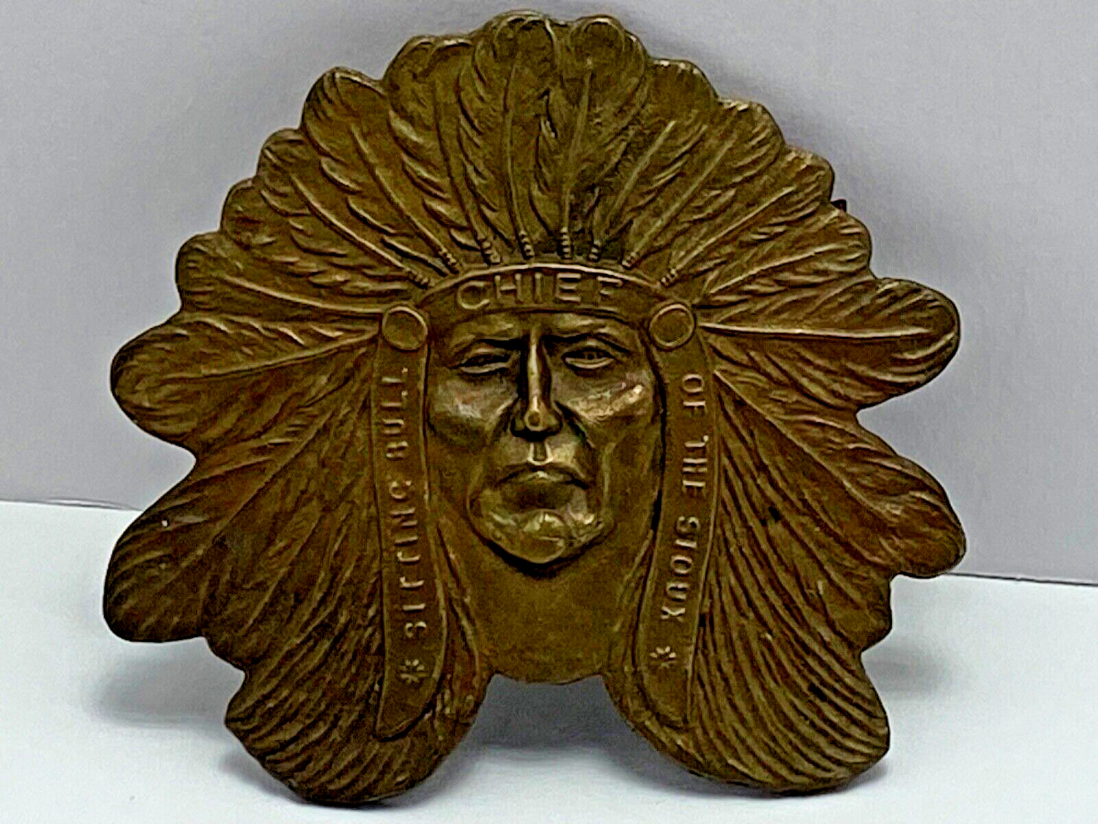 Chief Sitting Bull of the Sioux Brass Belt Buckle Indian Native American Tiffany