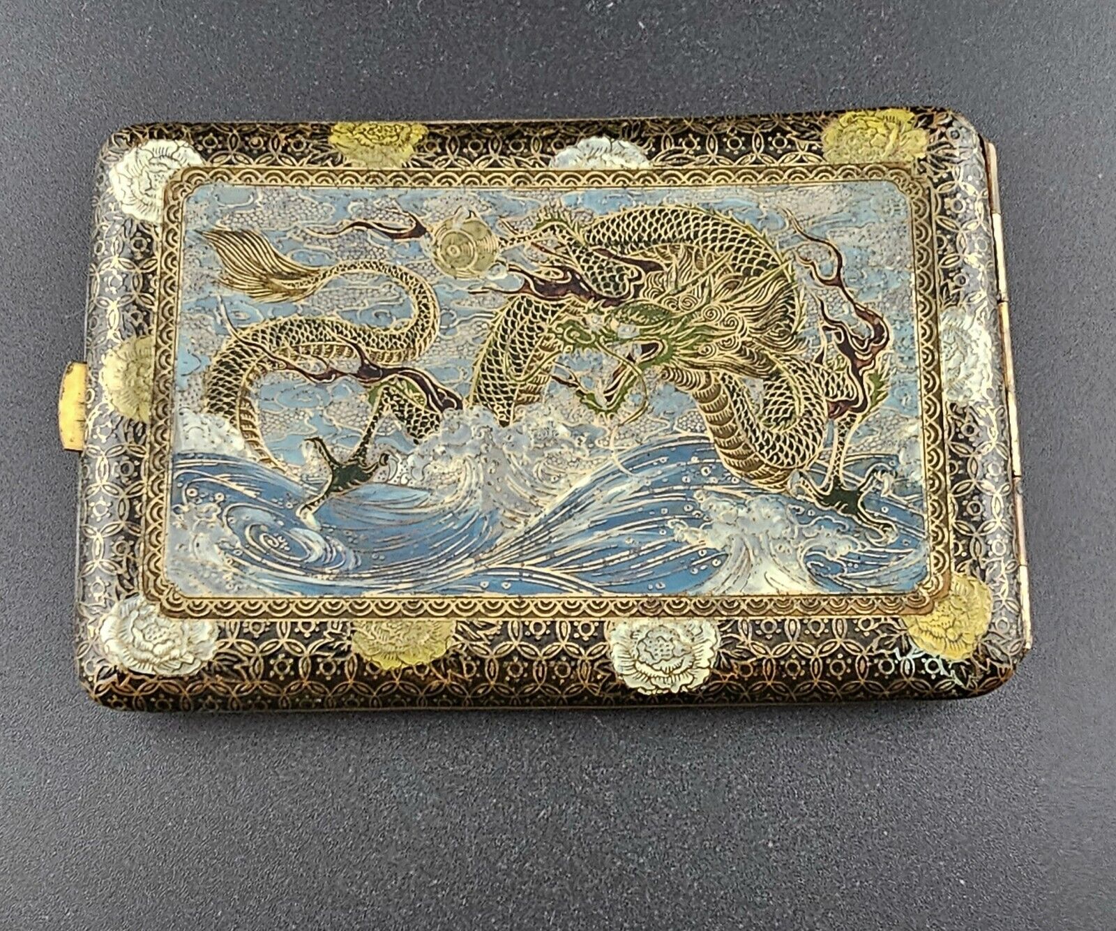 Japanese Enamel on Copper, Antique, Vintage Cigarette/Card holder(24-1230)