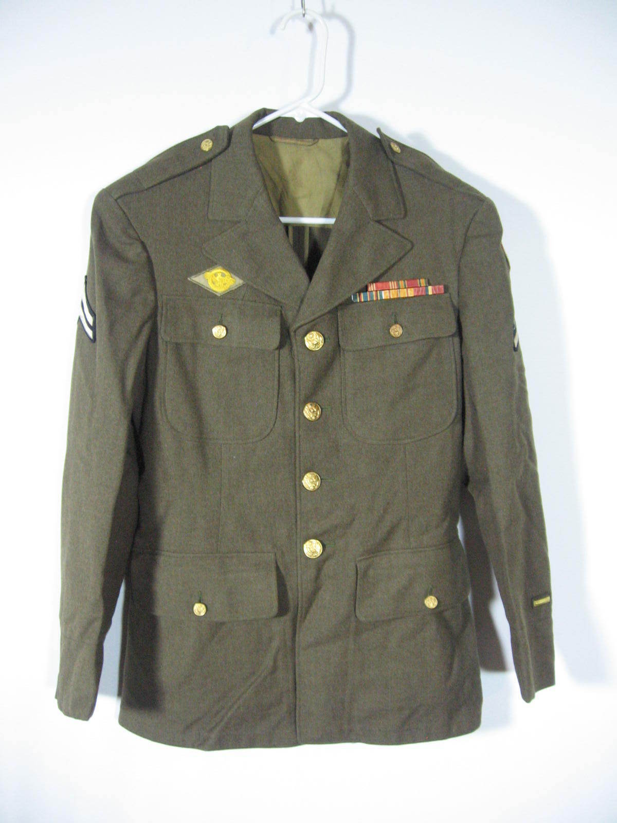 WWII US Army Corporal Western Pacific Wool Serge OD Service Coat 36R 1943 (G2)