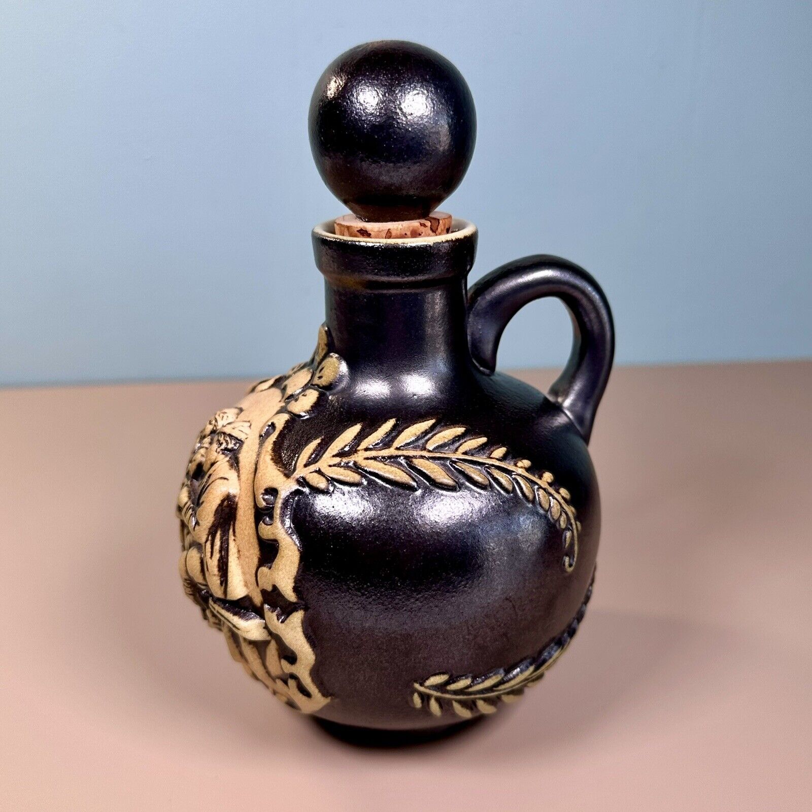 Antique German Wine Pitcher /Jug/Vase Glazed Ceramic Art No. 219 Stamp VTG 8” T