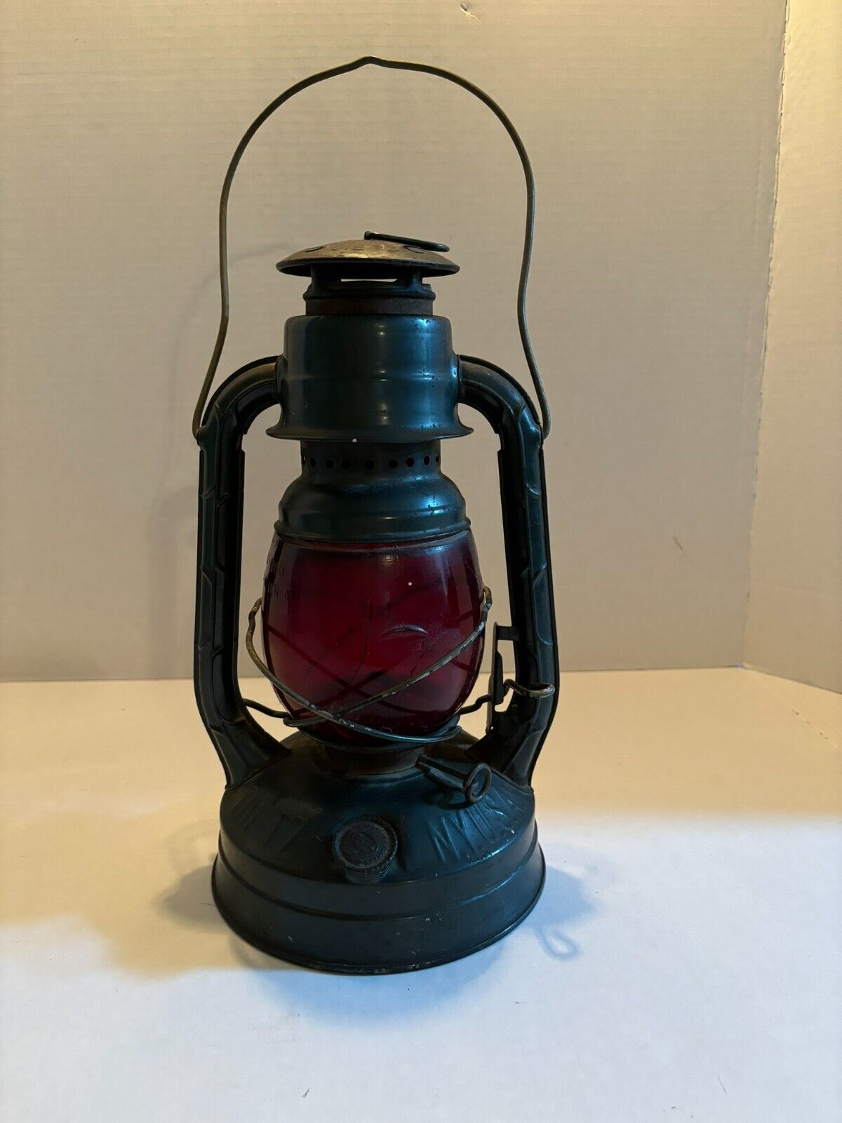 Vintage Dietz Little Wizard Railroad Lantern with Original Red Glass