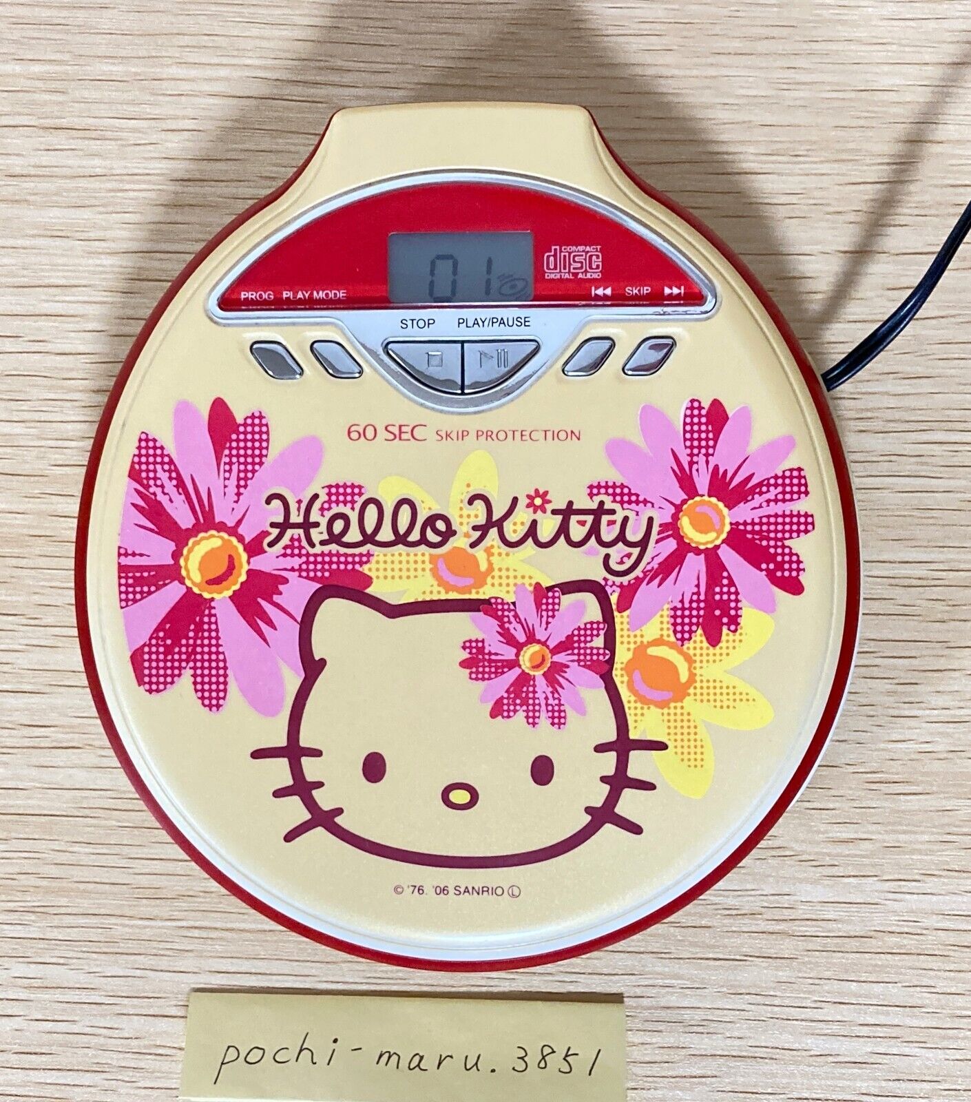 Vintage Sanrio 2006 Hello Kitty Portable CD Player PCD-50KT Kawaii Japan FedEx