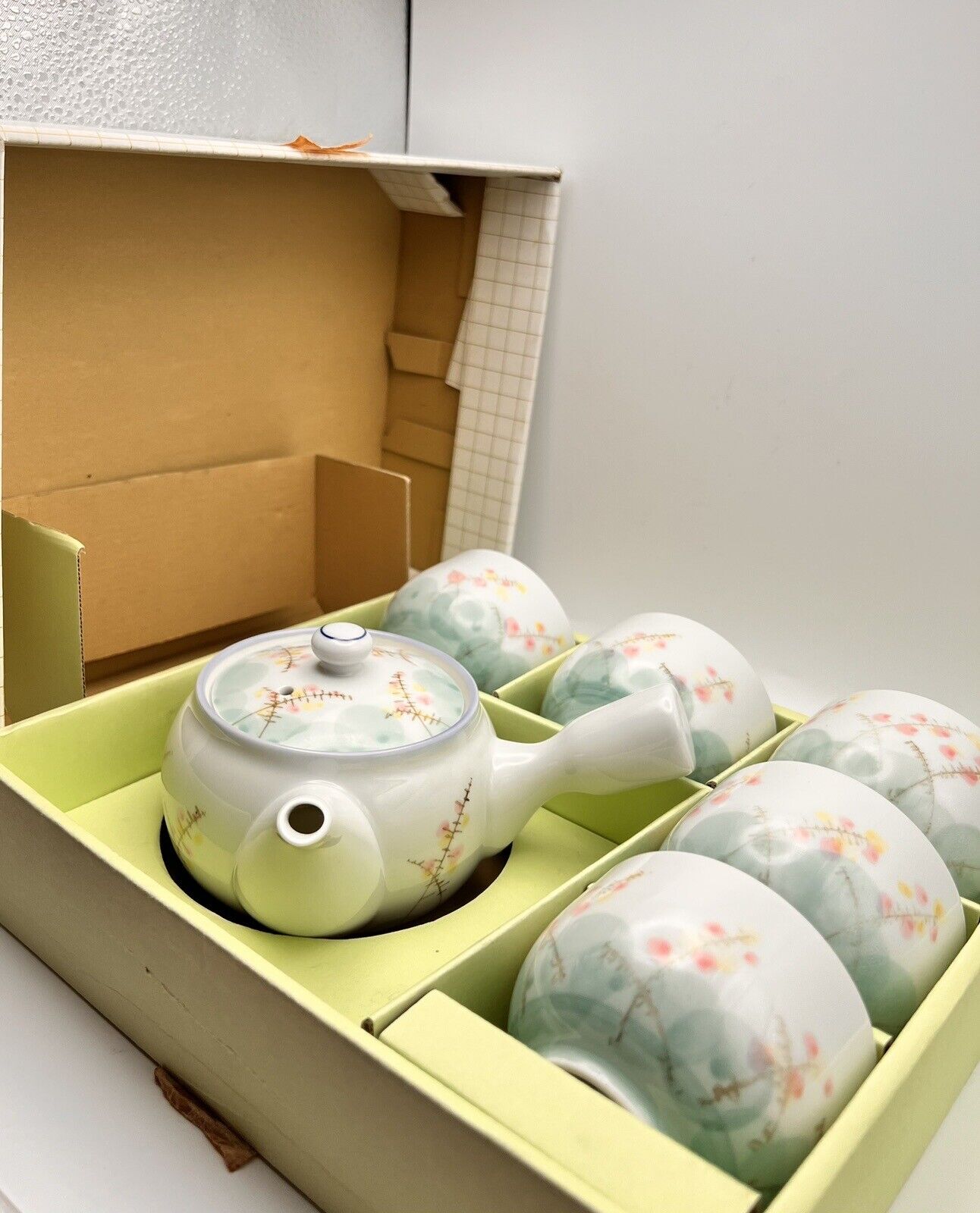 Arita Ware Tea Set NIB Hand Painted  Yokode Teapot With 5 Cups Signed KYO