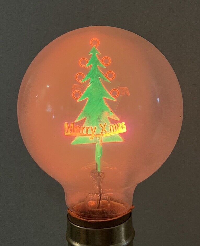 Vintage Aerolux Style Duro-Lite CHRISTMAS Tree Neon Light Bulb WORKS & Box Rare