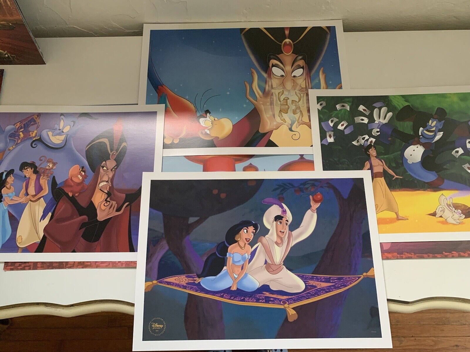Disney Aladdin Lithographs - 4 Pictures With Folder- Good Condition