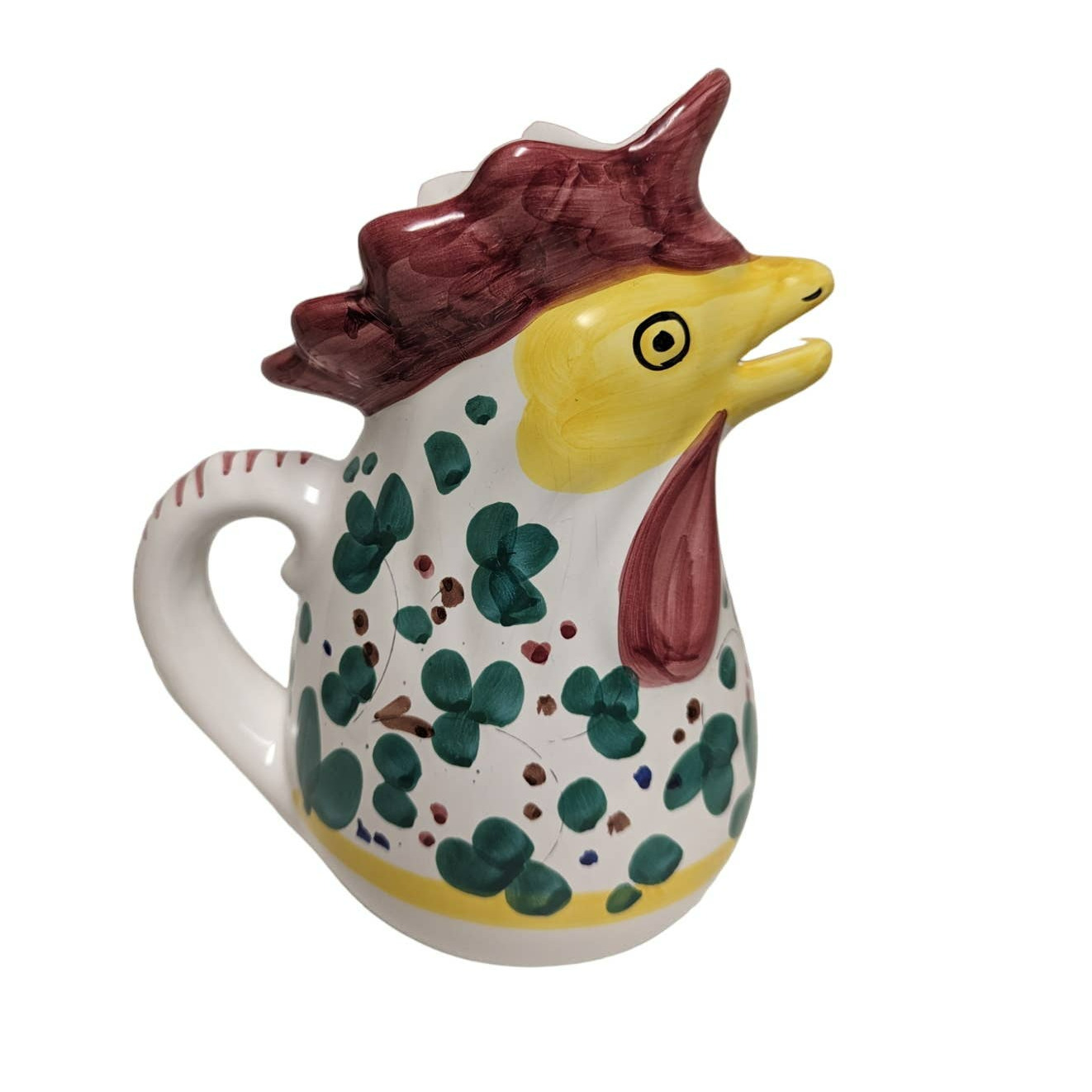 Vintage Ceramic Rooster Pitcher Hand Painted Made in Italy 