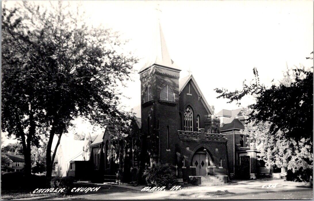 Real Photo Postcard Catholic Church in Albia, Iowa
