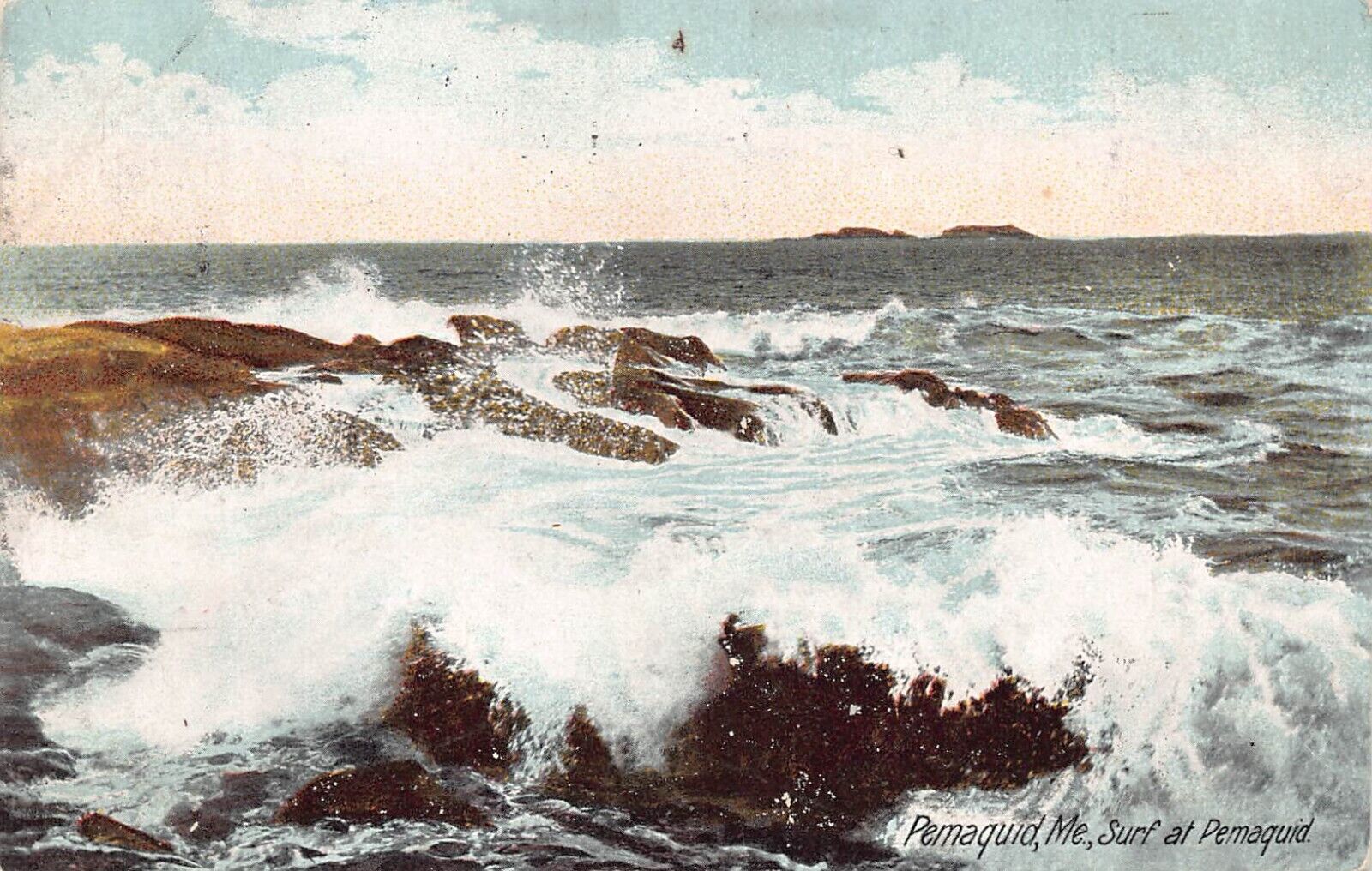 Pemaquid Point ME Maine Postcard Surf Ocean Beach Scene View UDB Pre-1907 Vtg