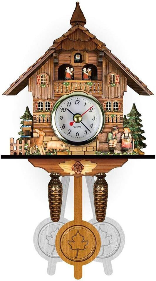 Vintage Clock Cuckoo Wall Clock Swing Coo Coo Vintage Clock, Wooden Hanging C...