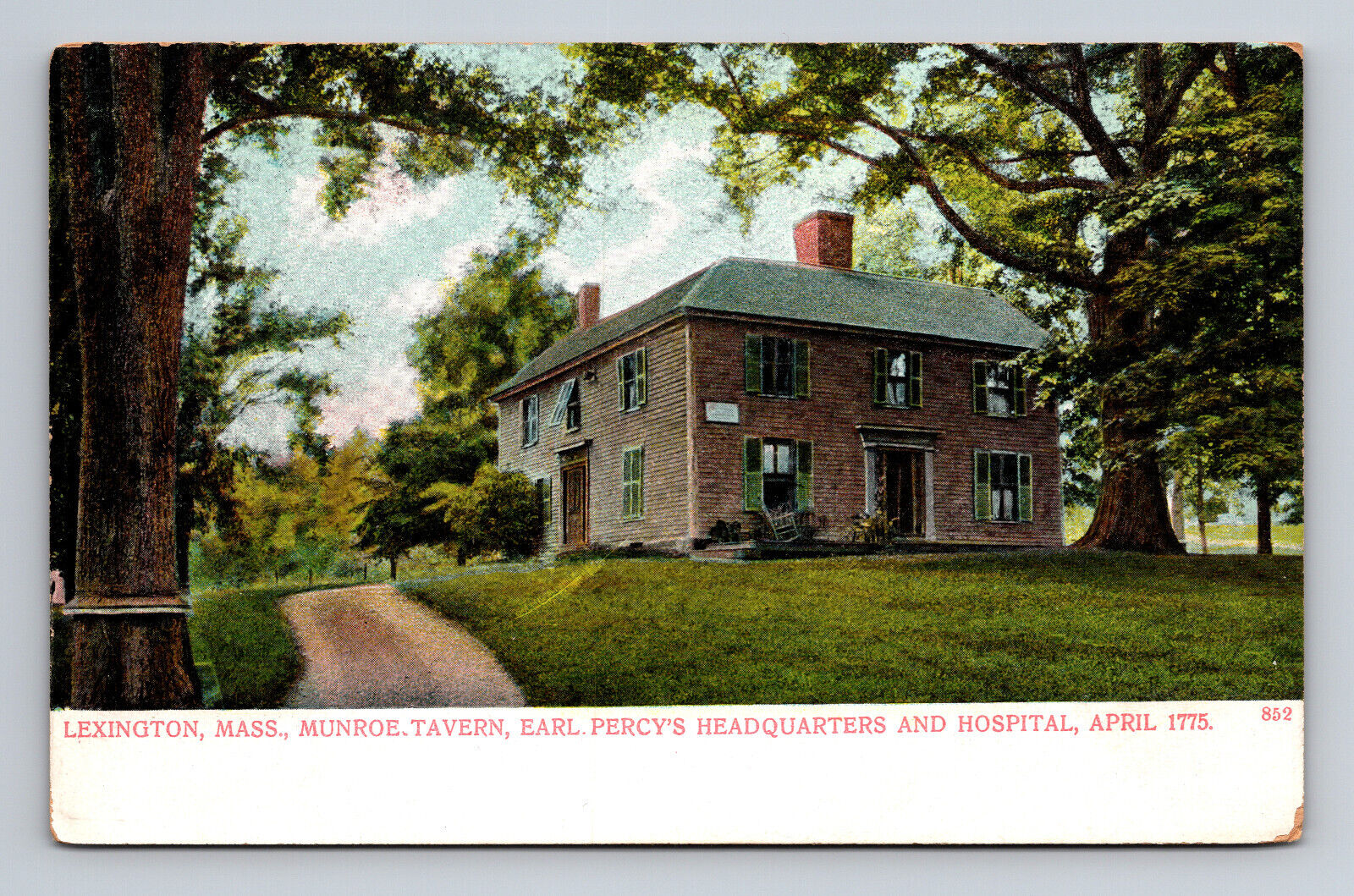 DB Postcard Munroe Tavern Earl Percys HQ & Hospital ARW Battle Lexington
