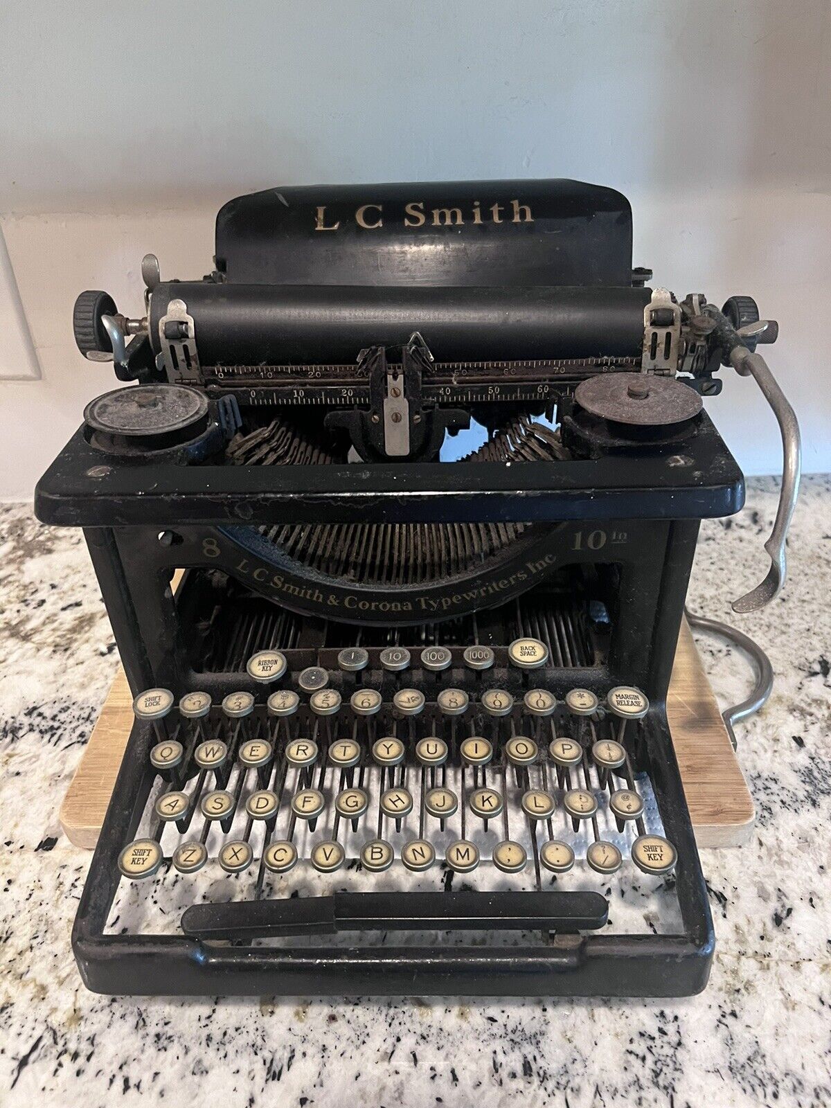 Vintage LC Smith Corona Typewriter 8 14 Inch USA Antique Industrial Decor 1920s