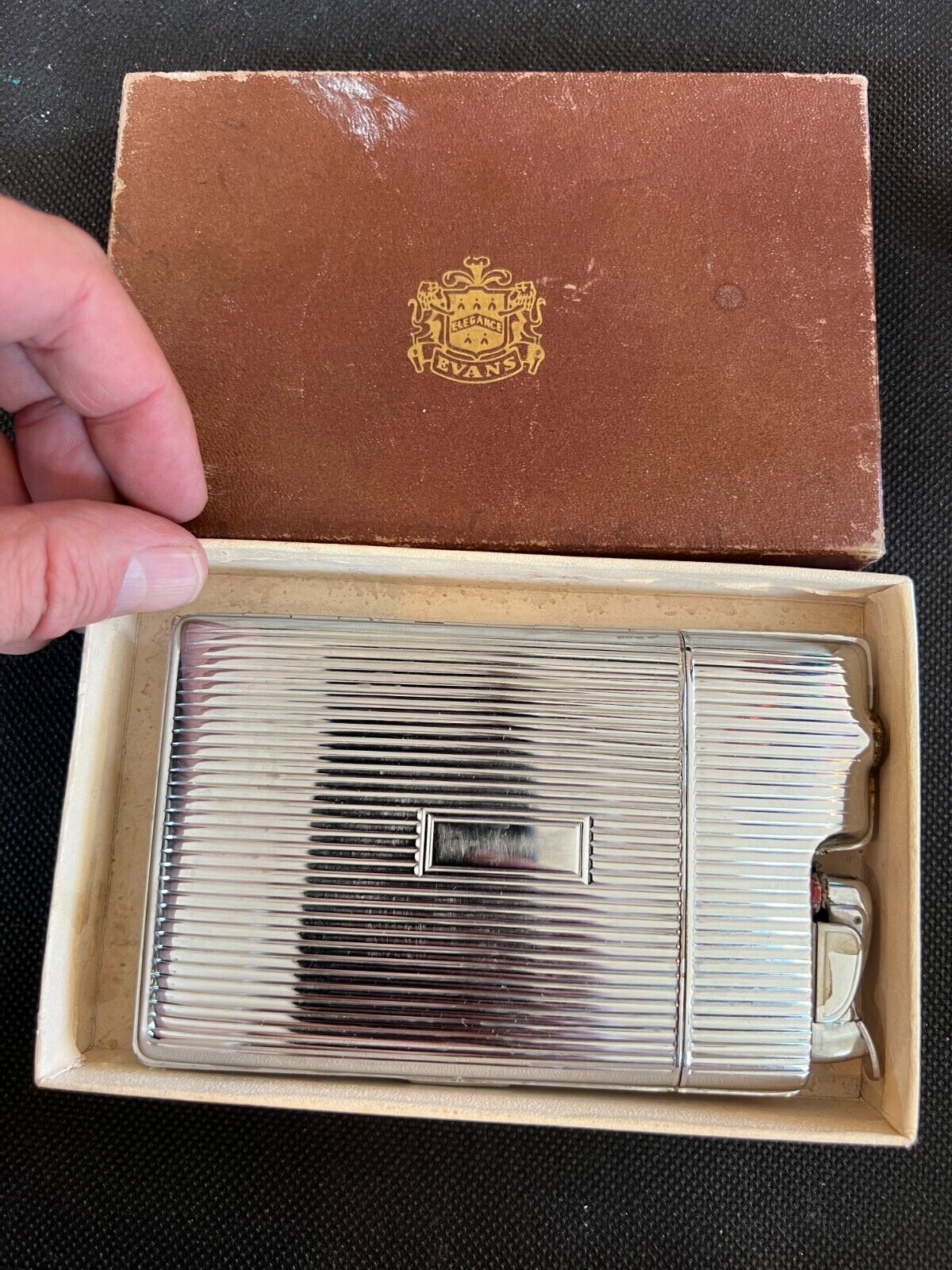 Vintage Evans Elegance MCM Lighter Cigarette Case Combo RARE w Original BOX