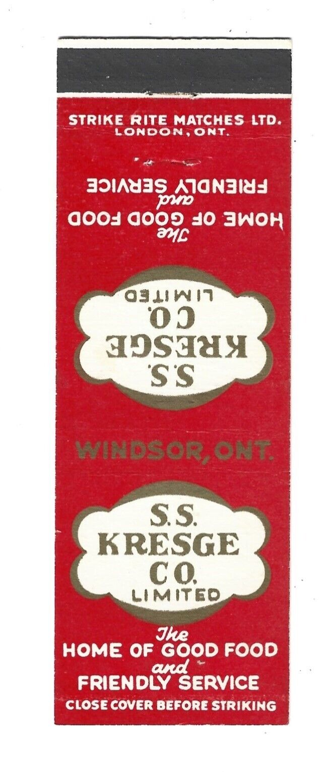 S.S. Kresge Co.   Matchcover   Windsor, ONT.