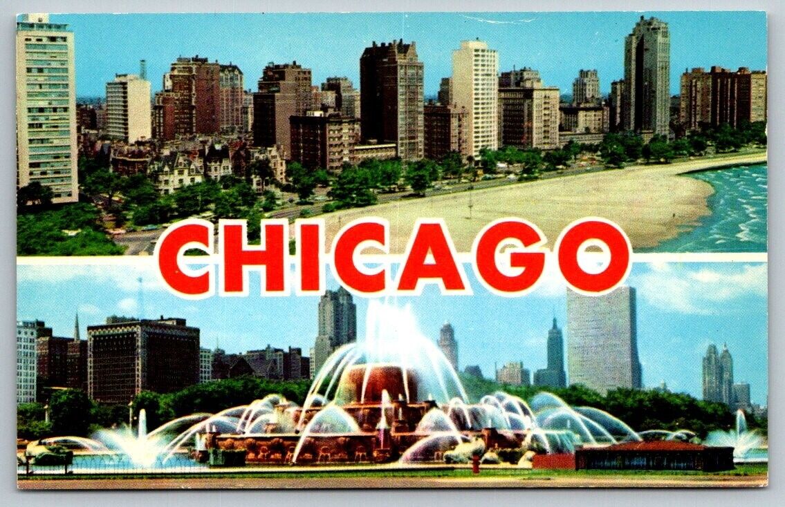 Large Letter Chicago  Illinois   Postcard
