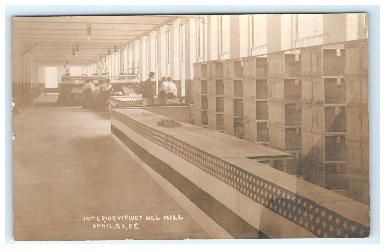 1908 Interior View of No 6 Mill Willimantic CT Connecticut RPPC Early Postcard