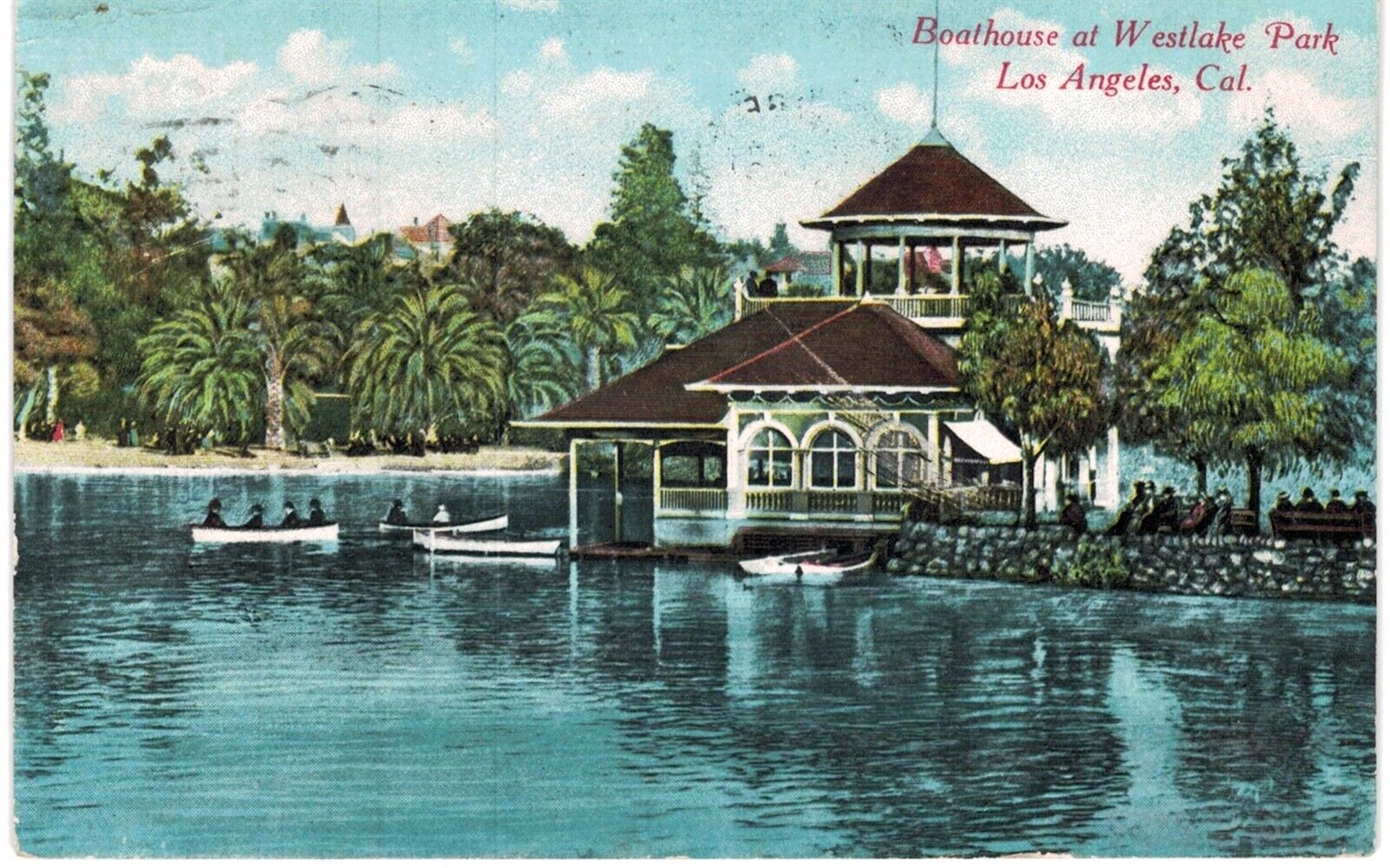 Los Angeles Westlake Park Boathouse 1910  CA 