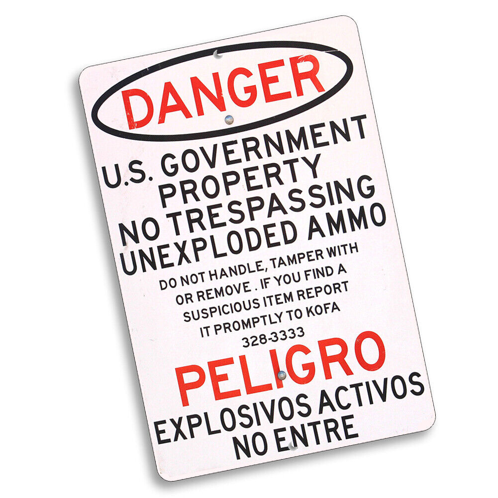Danger US Government Property No Trespassing Design 8x12 In Aluminum Sign