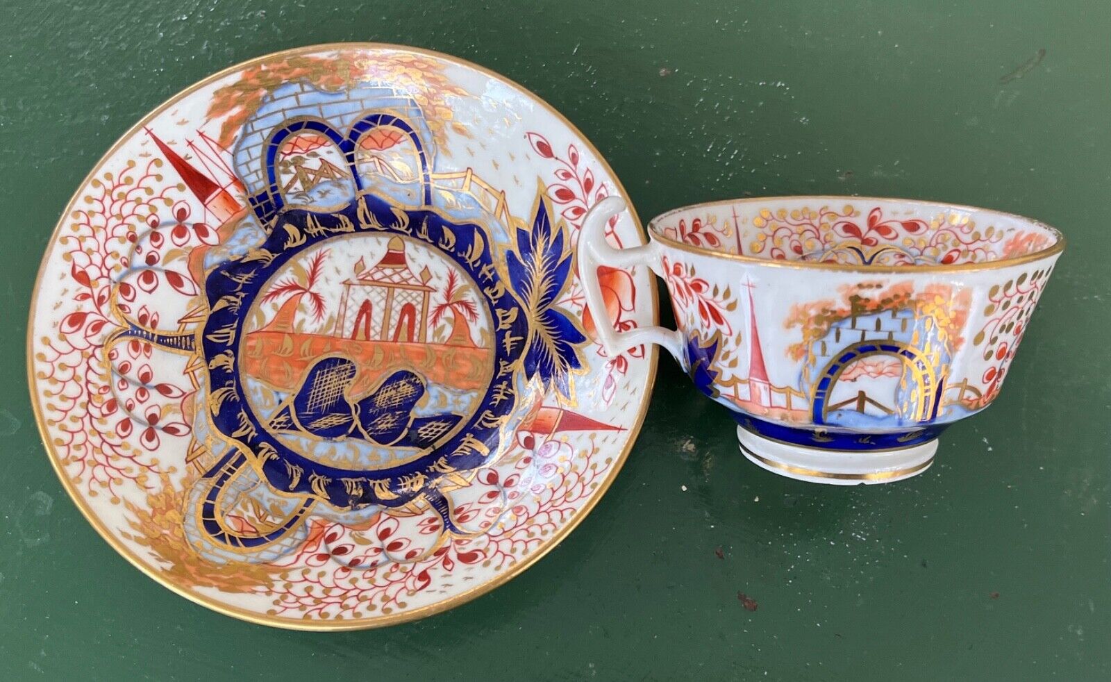 Antique 19th century English Regency Imari Porcelain Tea or Coffee Cup & Saucer