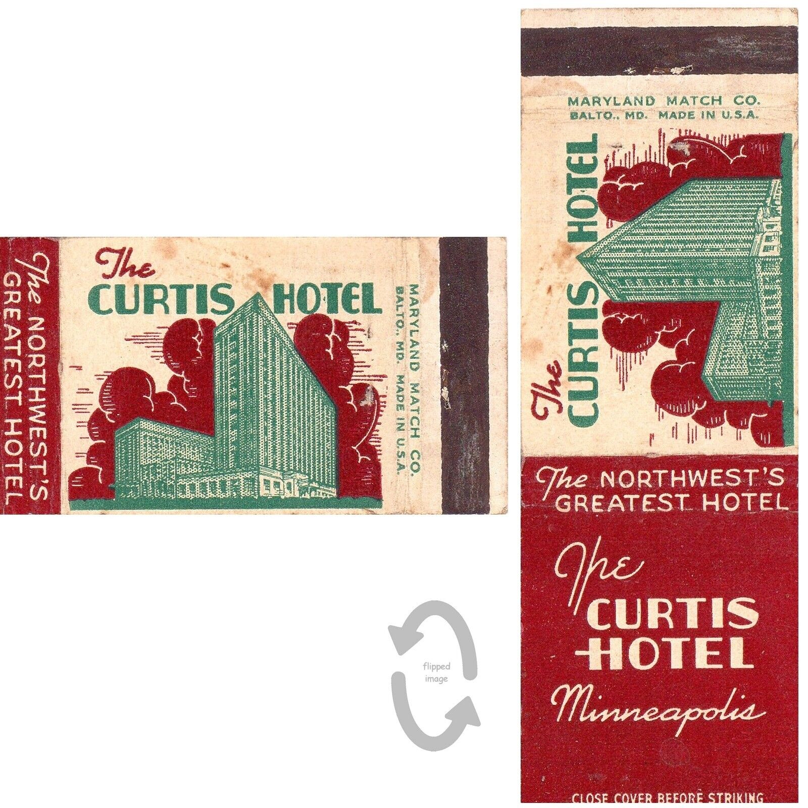 Vintage Matchbook Cover Curtis Hotel Minneapolis Minnesota MN 1940s Well Water