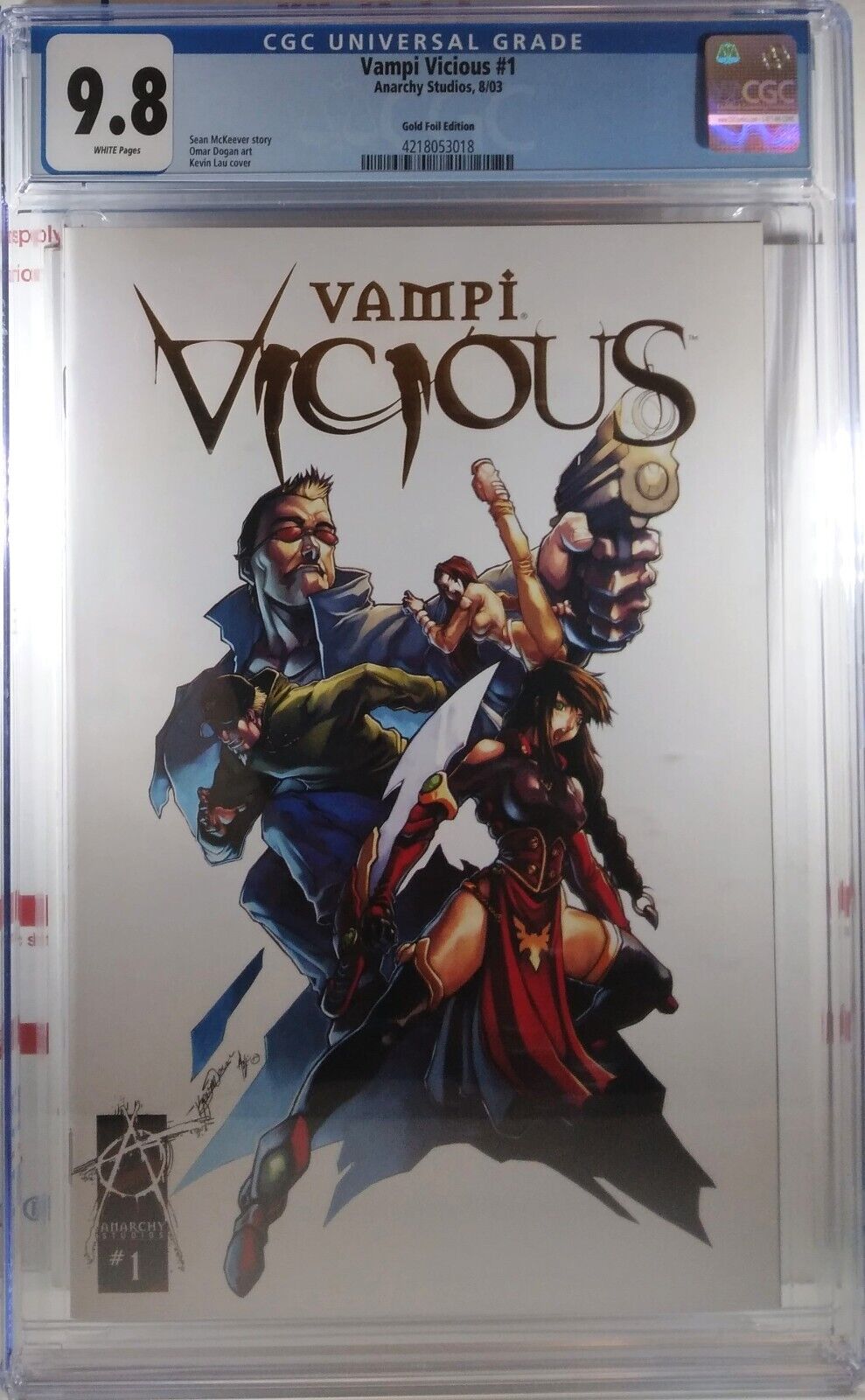 🩸 CGC 9.8 VAMPI VICIOUS #1 GOLD FOIL EDITION KEVIN LAU VARIANT Vampirella 2003