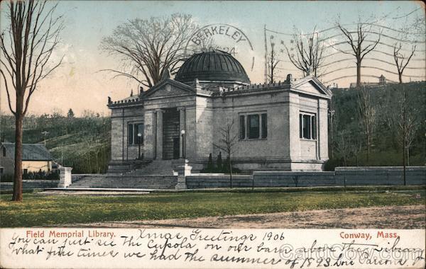1906 Conway,MA Field Memorial Library Franklin County Massachusetts Postcard