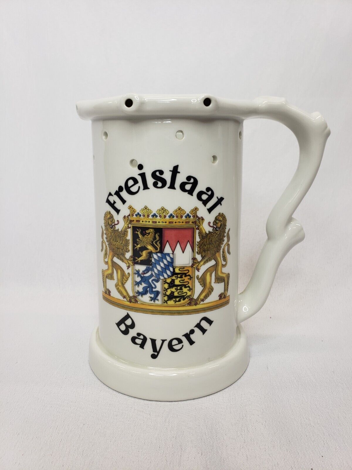 Beer Stein Freistaat Bayern Bavarian With Port Holes - Collectable