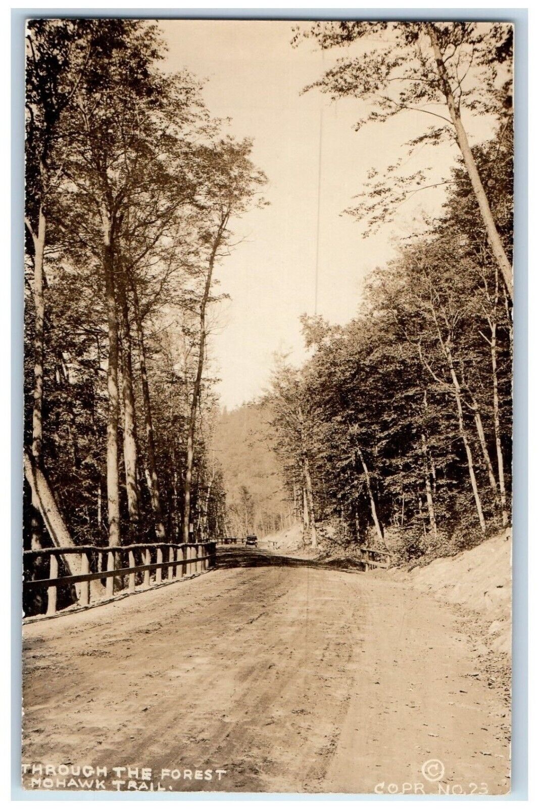 c1910's Through The Forest Dirt Road Mohawk Trail MA Antique RPPC Photo Postcard
