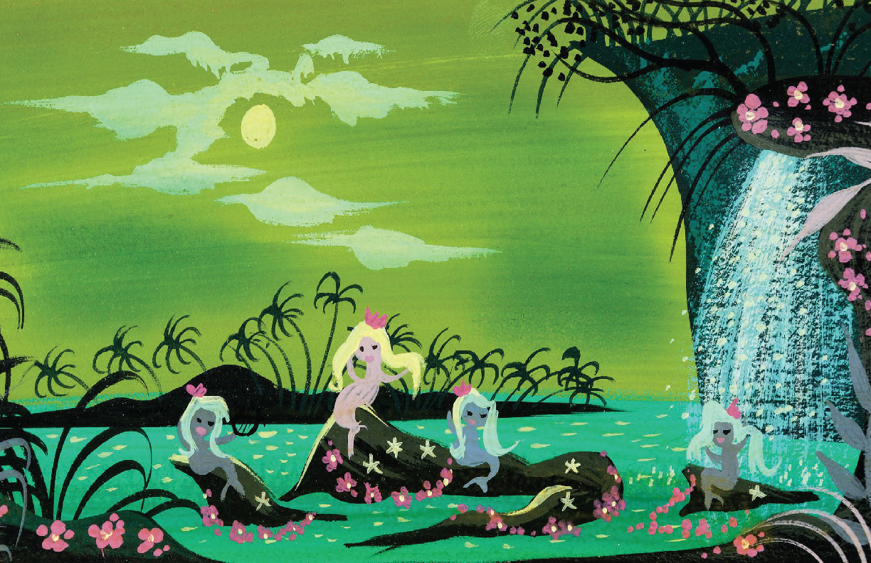 Mary Blair Peter Pan Mermaid Lagoon Waterfall Concept Disney Poster Print