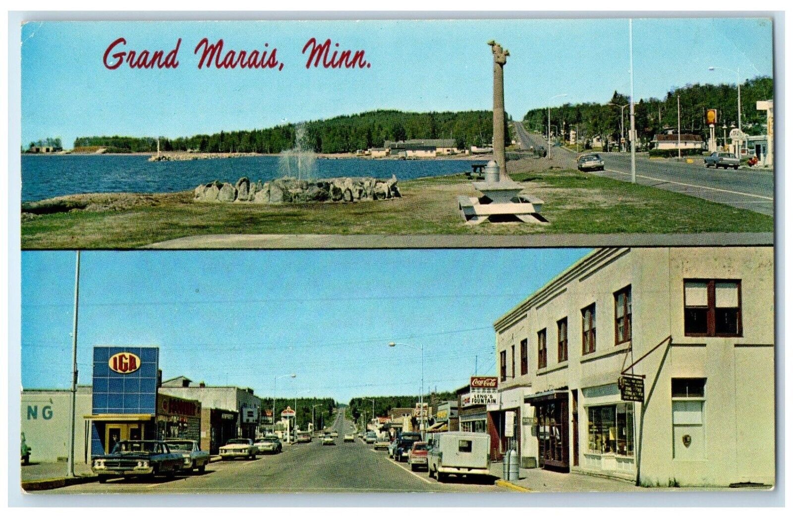 c1960 Picturesque Village Fishermen North Shore Grand Marais Minnesota Postcard