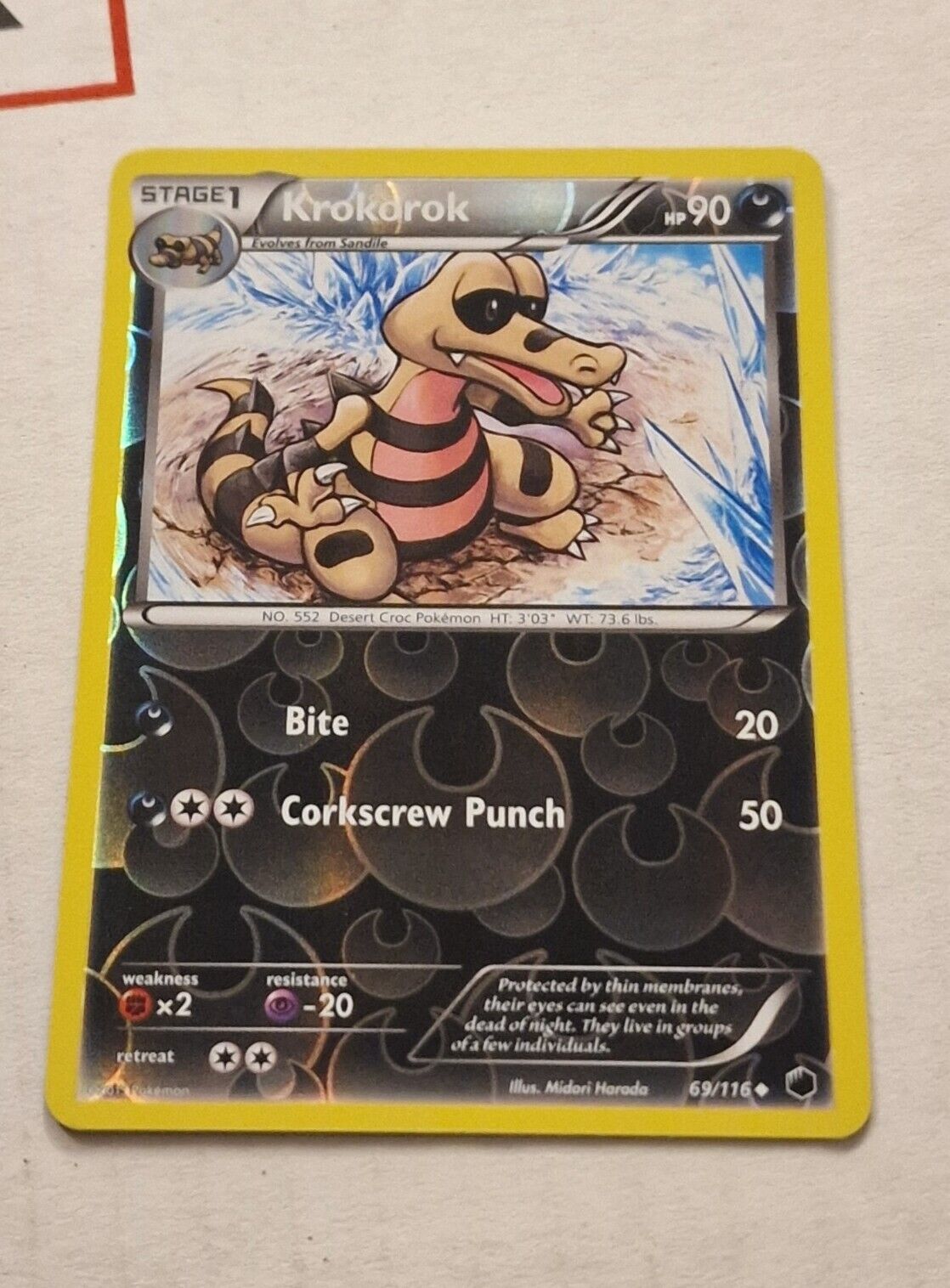 Pokemon Black White Plasma Freeze Krokorok 69/116 Reverse Holo Card TCG