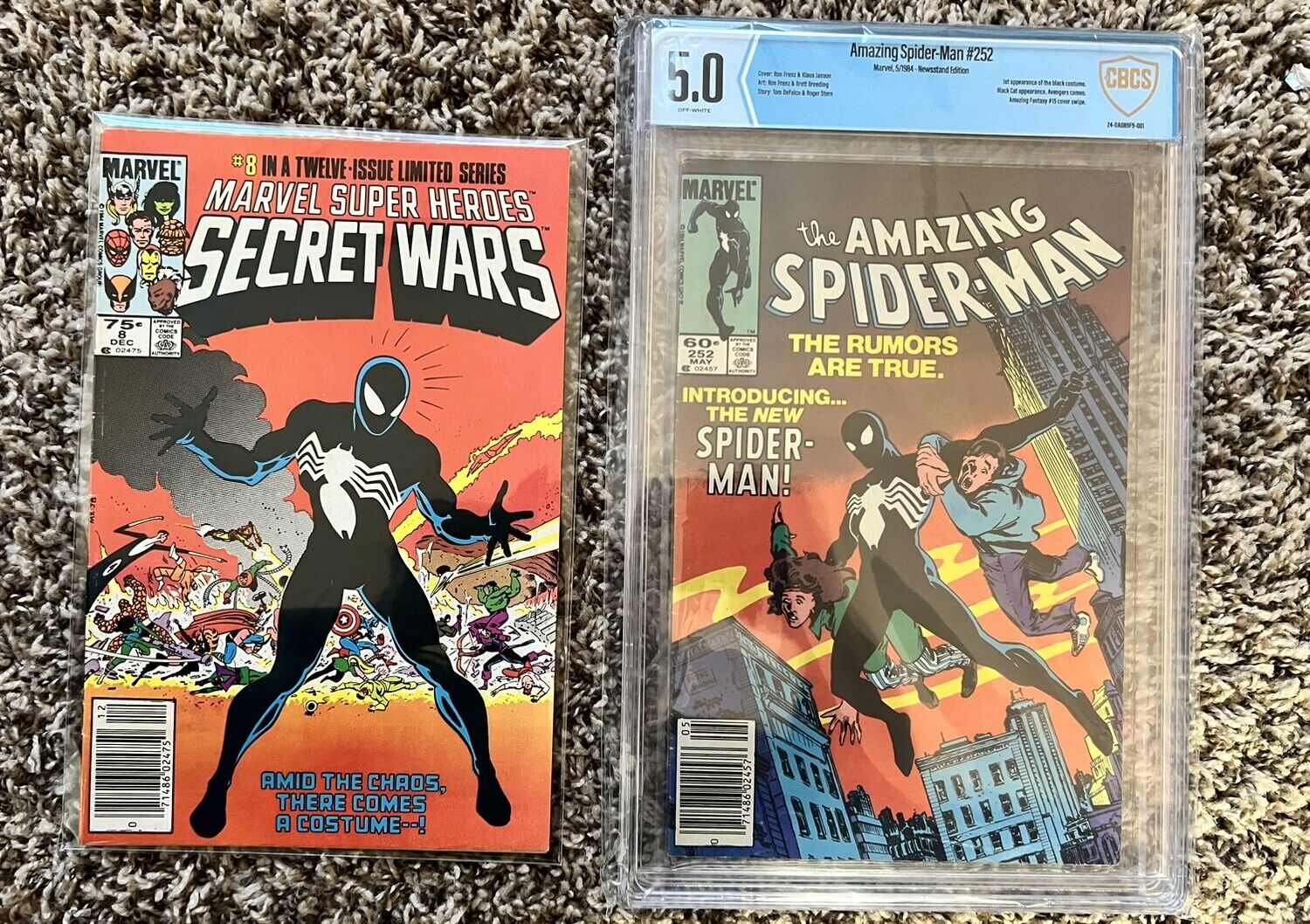 Amazing Spider-Man #252 and Marvel Secret Wars #8 1st Appearance Of Symbiote