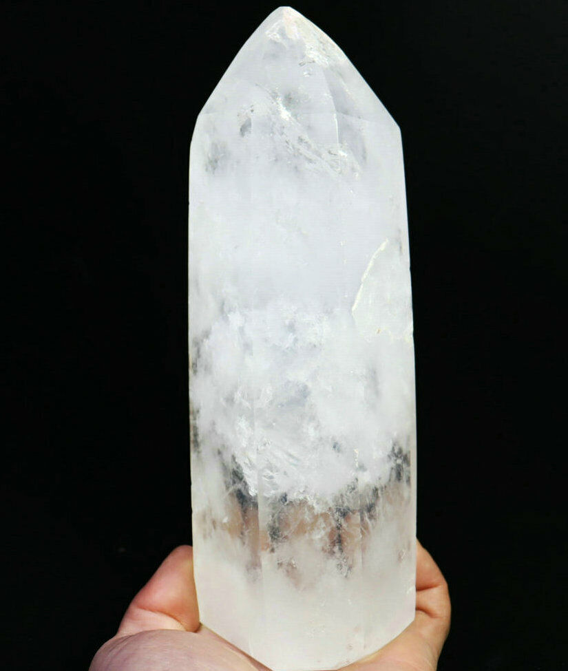 3.18lb Natural Polished White Clear Quartz Crystal Obelisk Wand Point Healing
